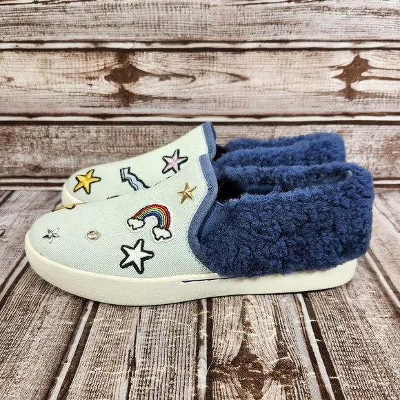 UGG Australia Kids Girl's 4 Patch It Slip On Bleach Denim Bling 1093149K Shoes