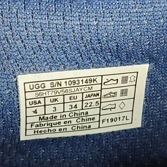 UGG Australia Kids Girl's 4 Patch It Slip On Bleach Denim Bling 1093149K Shoes