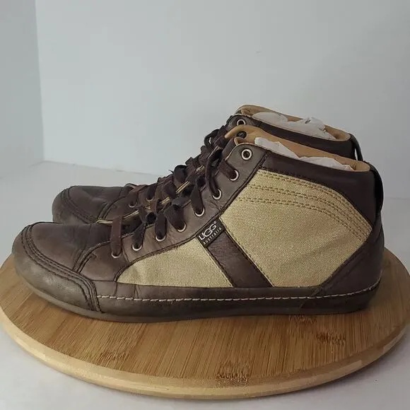 UGG Australia Leather Canvas High Top Sneakers Men's Shoe Size 10