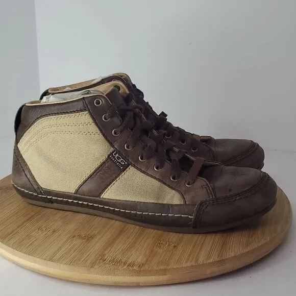 UGG Australia Leather Canvas High Top Sneakers Men's Shoe Size 10
