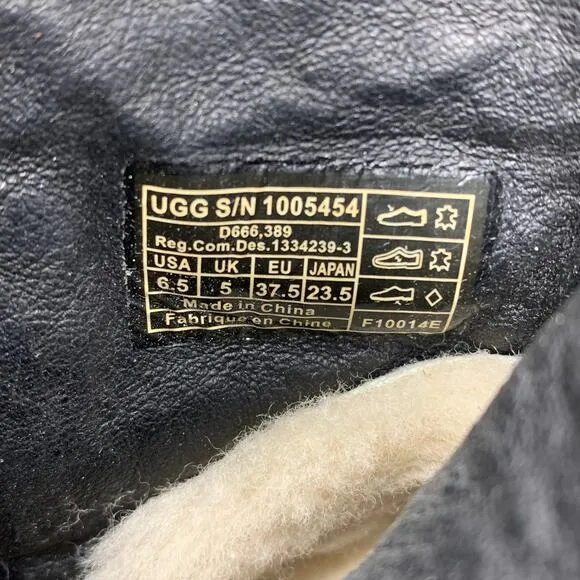 UGG Australia Women's Size 6.5 Tiana Fringe Moccasin Boots Black Leather