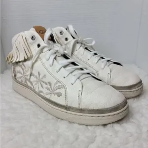 UGG Australia Cali Mens Size 10 Cream High Top Sneakers Palm Fringe Lace Up