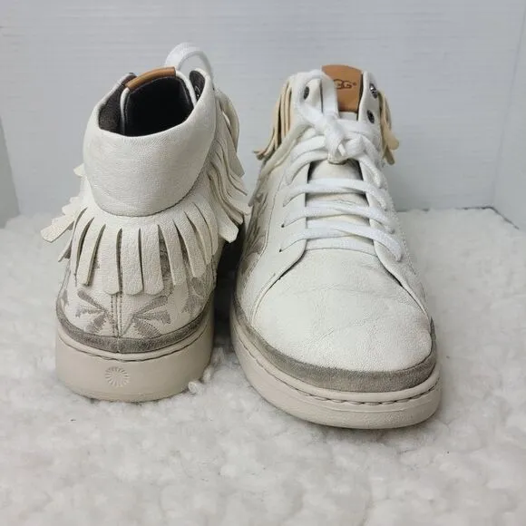 UGG Australia Cali Mens Size 10 Cream High Top Sneakers Palm Fringe Lace Up