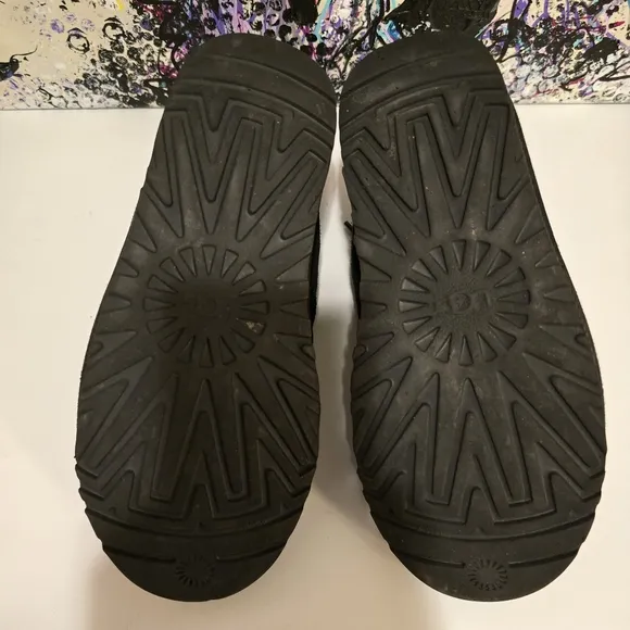 UGG Black Suede Ankle Booties Laceup Shoes