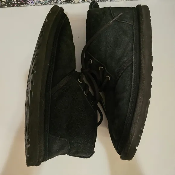 UGG Black Suede Ankle Booties Laceup Shoes