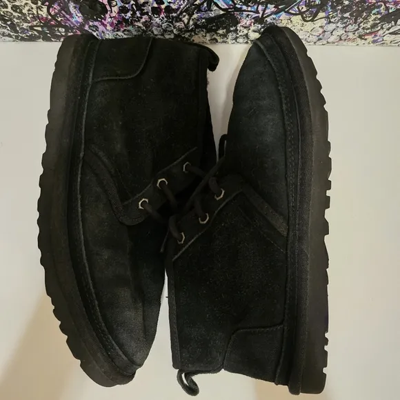 UGG Black Suede Ankle Booties Laceup Shoes