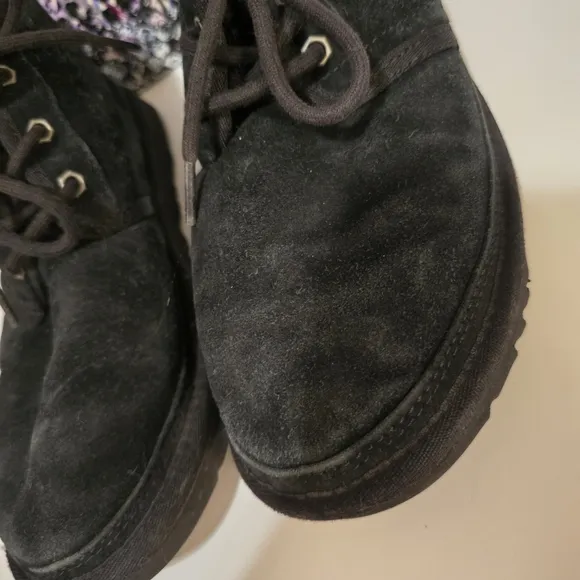UGG Black Suede Ankle Booties Laceup Shoes