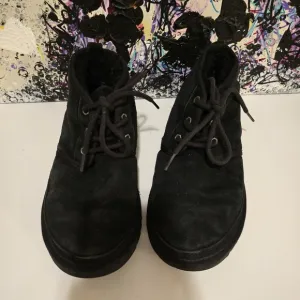 UGG Black Suede Ankle Booties Laceup Shoes