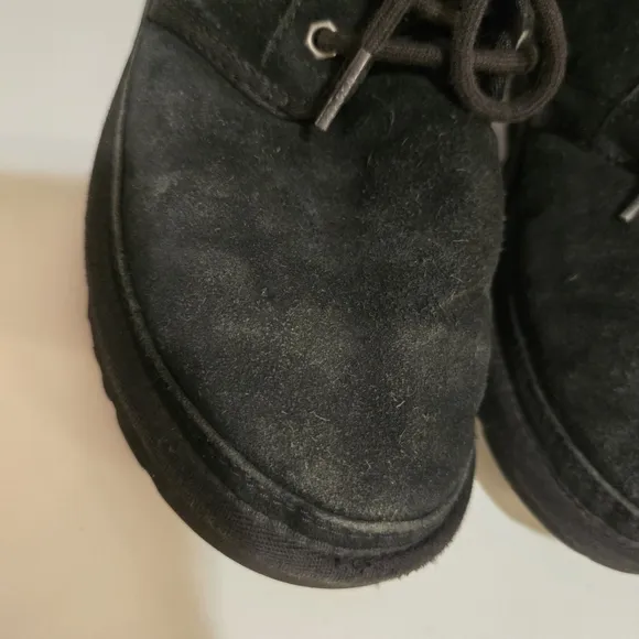 UGG Black Suede Ankle Booties Laceup Shoes