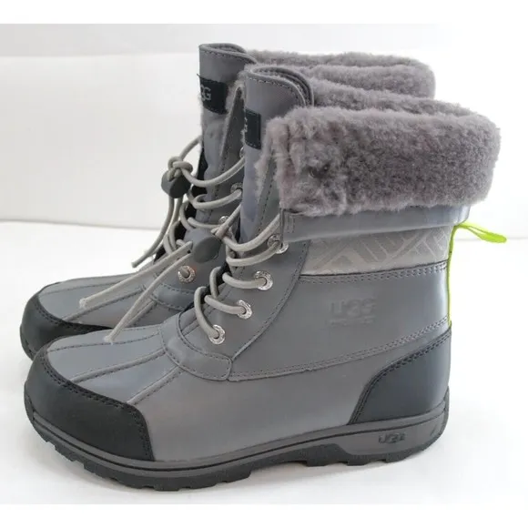UGG BOOTS BUTTE II CWR‎ METAL UGG PRINT LEATHER SIZE YOUTH 4 FIT'S WOMEN'S 6
