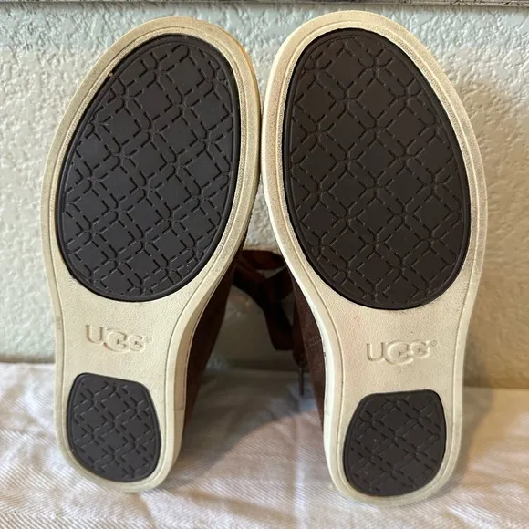 UGG Brown Suede Blaney Swarovski Crystal High Top Bootie Sneakers
