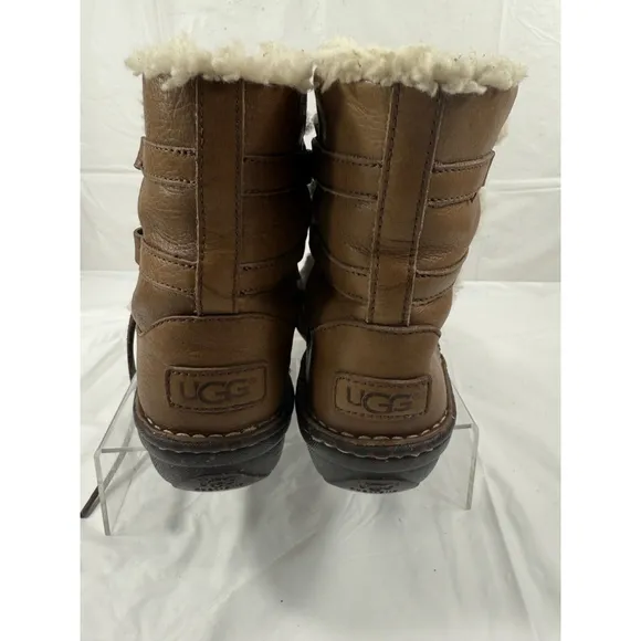 UGG Caspia 1932 Tan Leather Lace Up Ankle Sheepskin Warm Boots Womens Sz 7