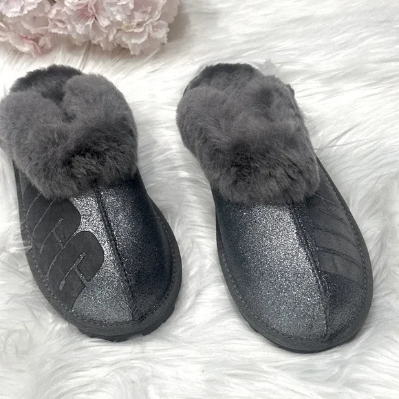 UGG COQUETTE SPARKLE WOMEN SLIPPERS SUEDE GRAY