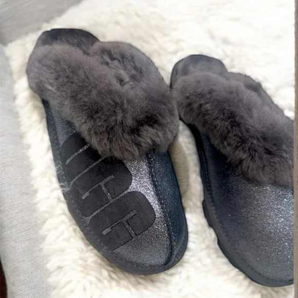 UGG COQUETTE SPARKLE WOMEN SLIPPERS SUEDE GRAY