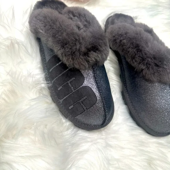 UGG COQUETTE SPARKLE WOMEN SLIPPERS SUEDE GRAY