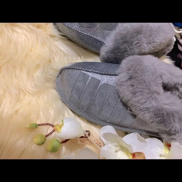UGG COQUETTE SPARKLE WOMEN SLIPPERS SUEDE GRAY
