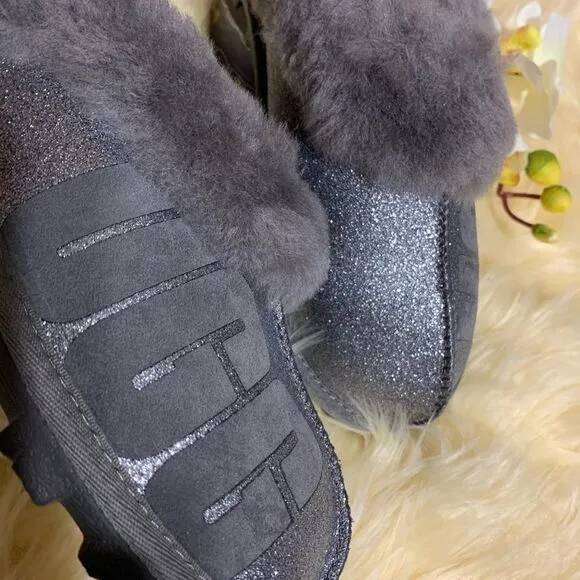UGG COQUETTE SPARKLE WOMEN SLIPPERS SUEDE GRAY