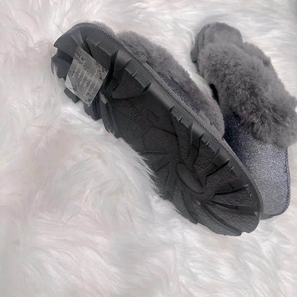 UGG COQUETTE SPARKLE WOMEN SLIPPERS SUEDE GRAY