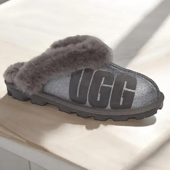 UGG COQUETTE SPARKLE WOMEN SLIPPERS SUEDE GRAY