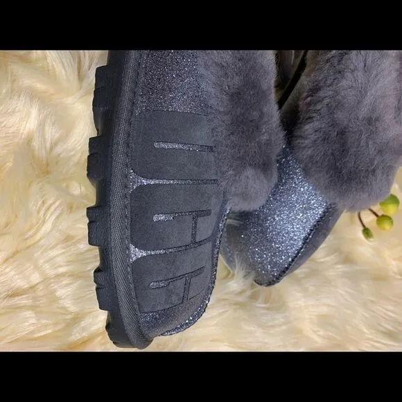 UGG COQUETTE SPARKLE WOMEN SLIPPERS SUEDE GRAY