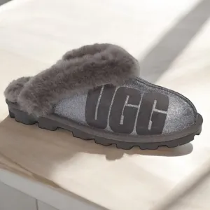 UGG COQUETTE SPARKLE WOMEN SLIPPERS SUEDE GRAY