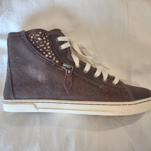 UGG Crystal High Top Sneakers, Brown Suede, Size 8 US - EU 39, NWOB