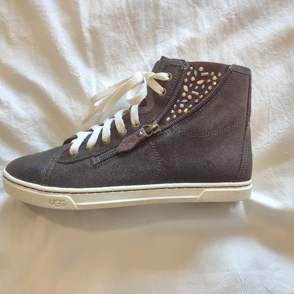 UGG Crystal High Top Sneakers, Brown Suede, Size 8 US - EU 39, NWOB
