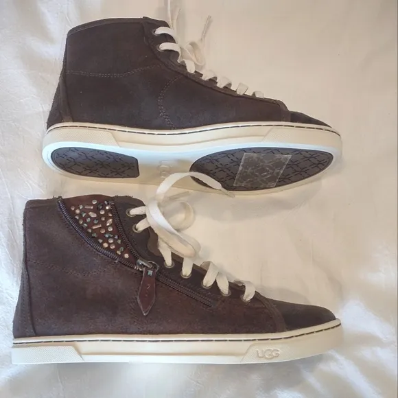 UGG Crystal High Top Sneakers, Brown Suede, Size 8 US - EU 39, NWOB