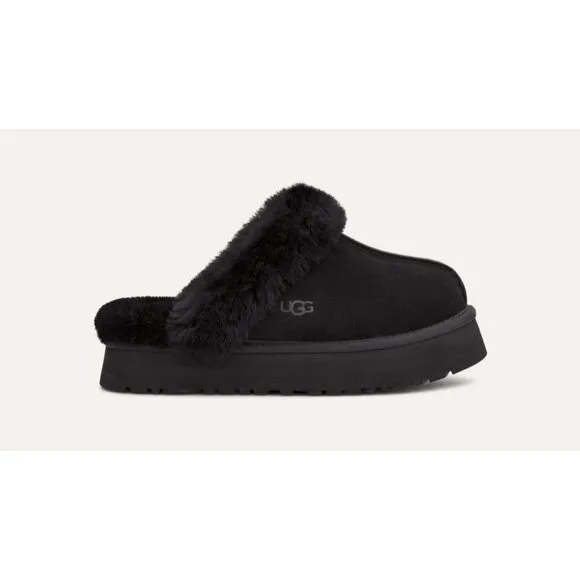 UGG Disquette BLACK PLATFORM SLIDE MULE SHOES SIZE 7