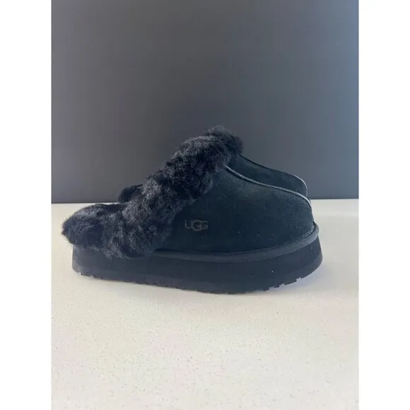 UGG Disquette BLACK PLATFORM SLIDE MULE SHOES SIZE 7