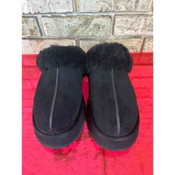UGG Disquette BLACK PLATFORM SLIDE MULE SHOES SIZE 7