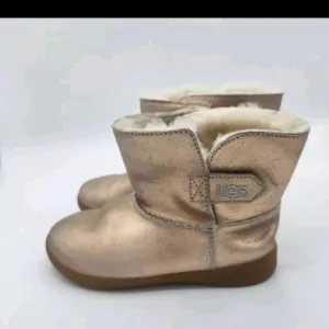 UGG Keelan Metallic Glitter Rose Gold Boots Little Girls Size 11 Sheeps Skin