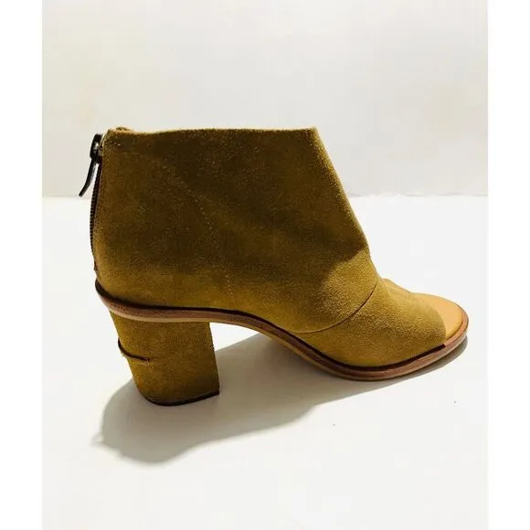 UGG leather shoes open peep toe boots Ginger brown booties Zip up women's 7