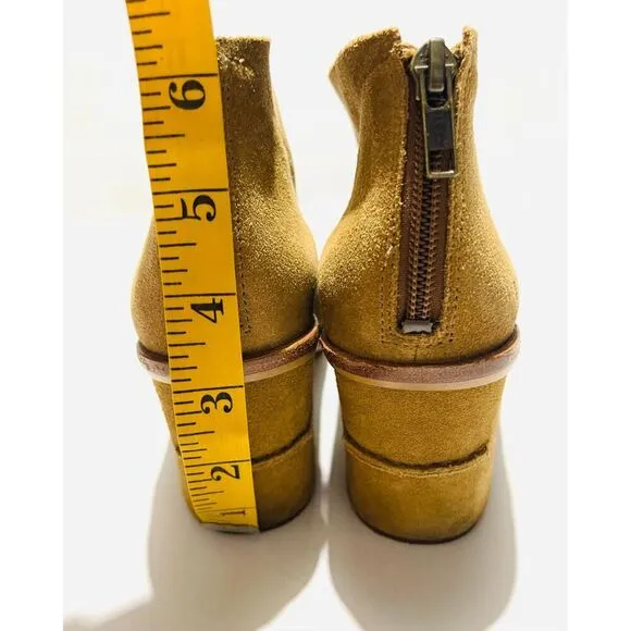 UGG leather shoes open peep toe boots Ginger brown booties Zip up women's 7