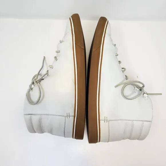 UGG Men Hoyt Luxe High Top Sneakers Size 13 White Leather Lace Up Shearling