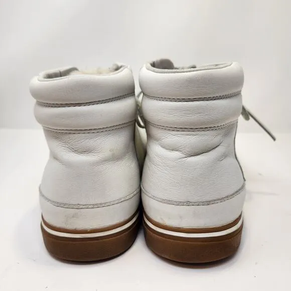 UGG Men Hoyt Luxe High Top Sneakers Size 13 White Leather Lace Up Shearling