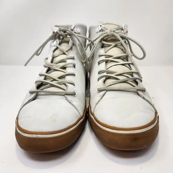 UGG Men Hoyt Luxe High Top Sneakers Size 13 White Leather Lace Up Shearling