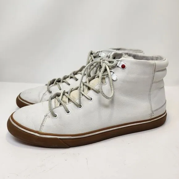 UGG Men Hoyt Luxe High Top Sneakers Size 13 White Leather Lace Up Shearling