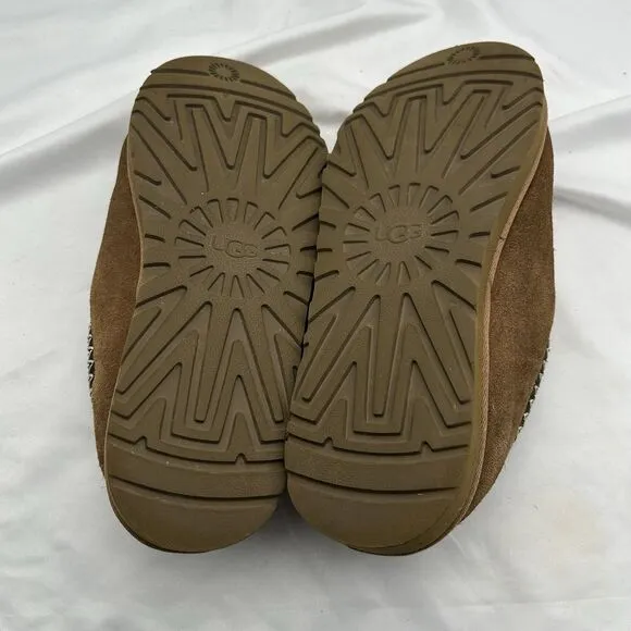 UGG Mens Tasman Beige Suede Round Toe Slip On Fur Shearling Slippers Size 9