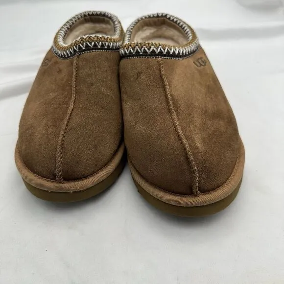 UGG Mens Tasman Beige Suede Round Toe Slip On Fur Shearling Slippers Size 9