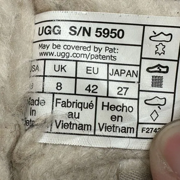 UGG Mens Tasman Beige Suede Round Toe Slip On Fur Shearling Slippers Size 9
