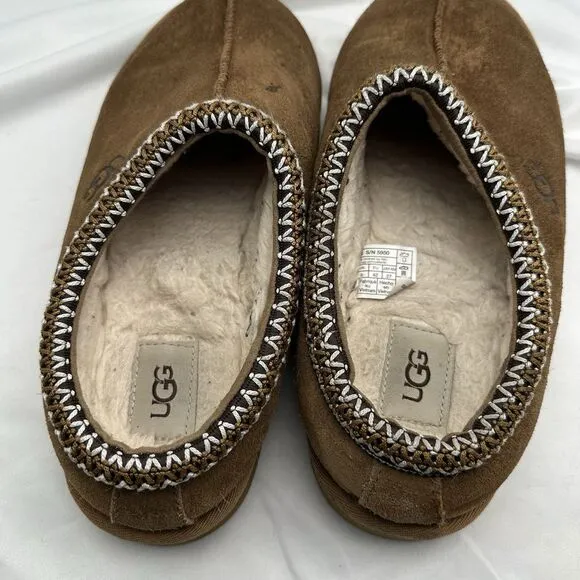 UGG Mens Tasman Beige Suede Round Toe Slip On Fur Shearling Slippers Size 9