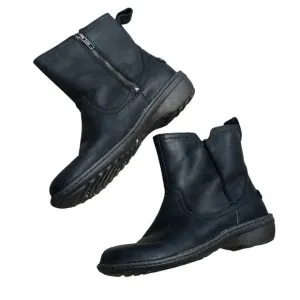 Ugg Neevah Boots leather shearling sz 9 black excellent condition warm comfort