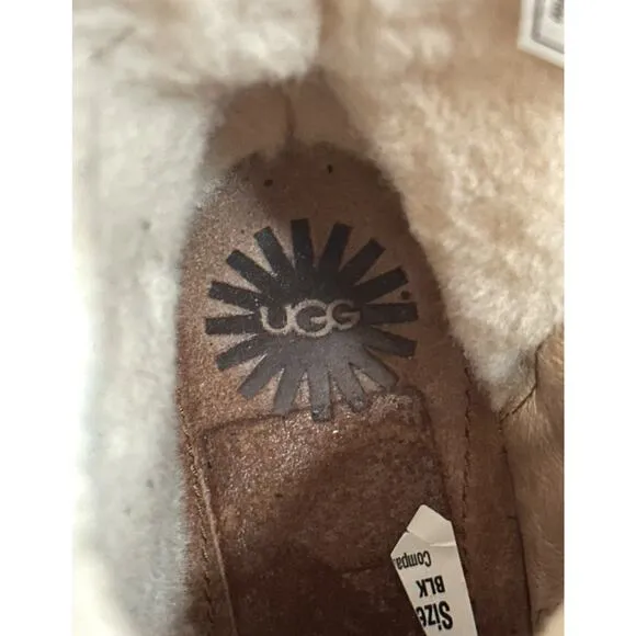 Ugg Neevah Boots leather shearling sz 9 black excellent condition warm comfort