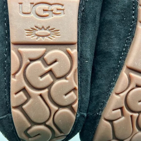 UGG Pure Womens Size 6 100% Wool Slip On Slippers House Shoes Black New