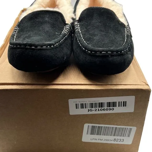 UGG Pure Womens Size 6 100% Wool Slip On Slippers House Shoes Black New