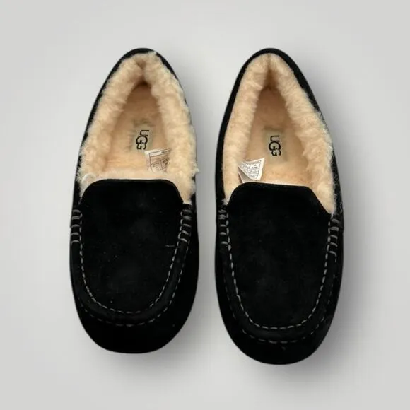 UGG Pure Womens Size 6 100% Wool Slip On Slippers House Shoes Black New