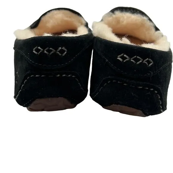 UGG Pure Womens Size 6 100% Wool Slip On Slippers House Shoes Black New