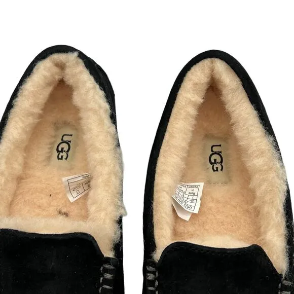 UGG Pure Womens Size 6 100% Wool Slip On Slippers House Shoes Black New