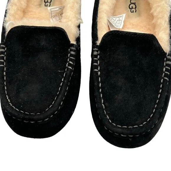 UGG Pure Womens Size 6 100% Wool Slip On Slippers House Shoes Black New